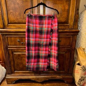 Vintage Westbound Pink and Black Rainbow Plaid Fringe Pencil Skirt